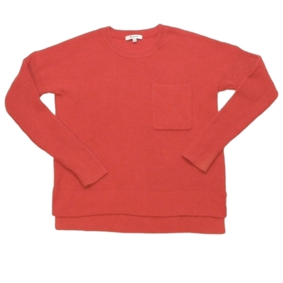 Madewell Sweaters - Women's Madewell Orange Thompson Pocket Pullover Sweater Comfy High Neck Size XS